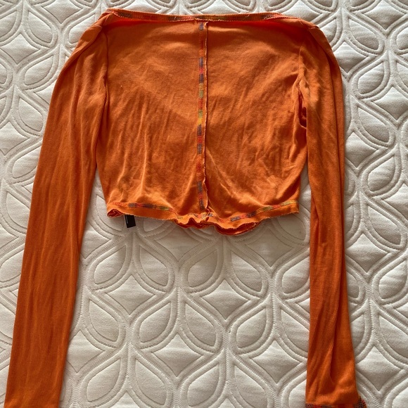 Super cute brand new urban outfitters orange top with rainbow stitching - Picture 4 of 5